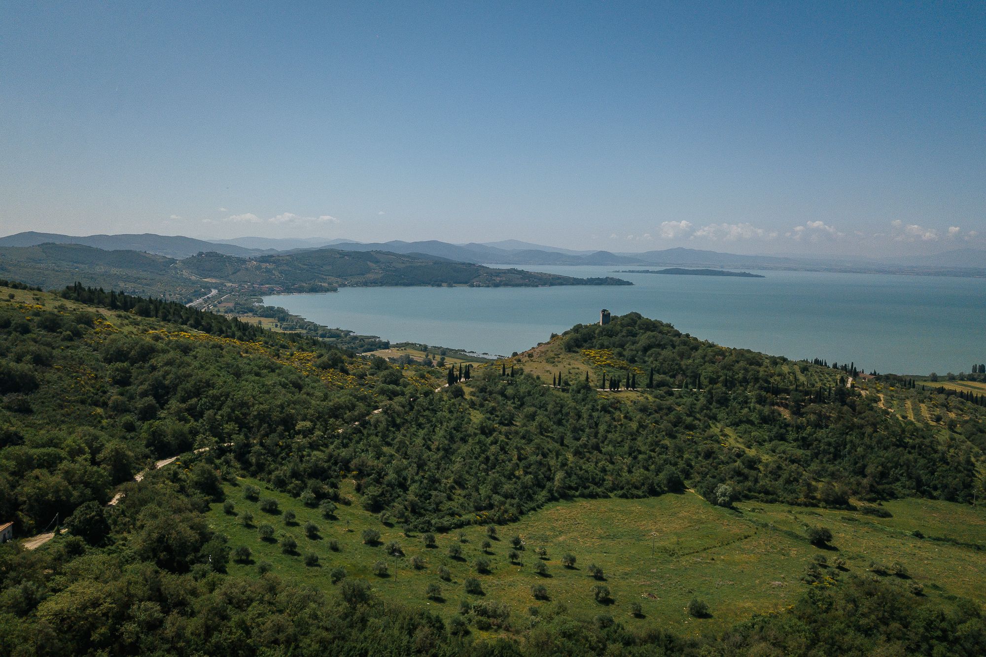 Lake Trasimeno and its shoreline seen from Casa Campori
